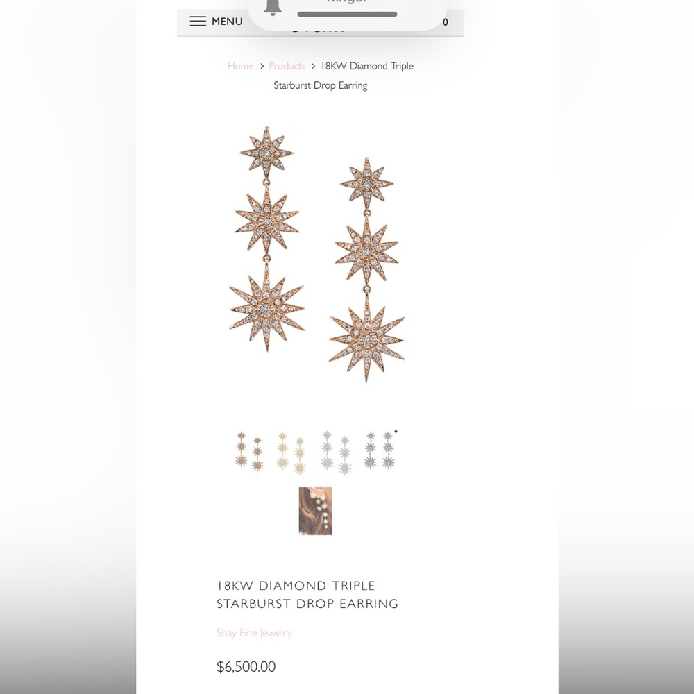 18k rose gold shay Starburst Drop Earrings